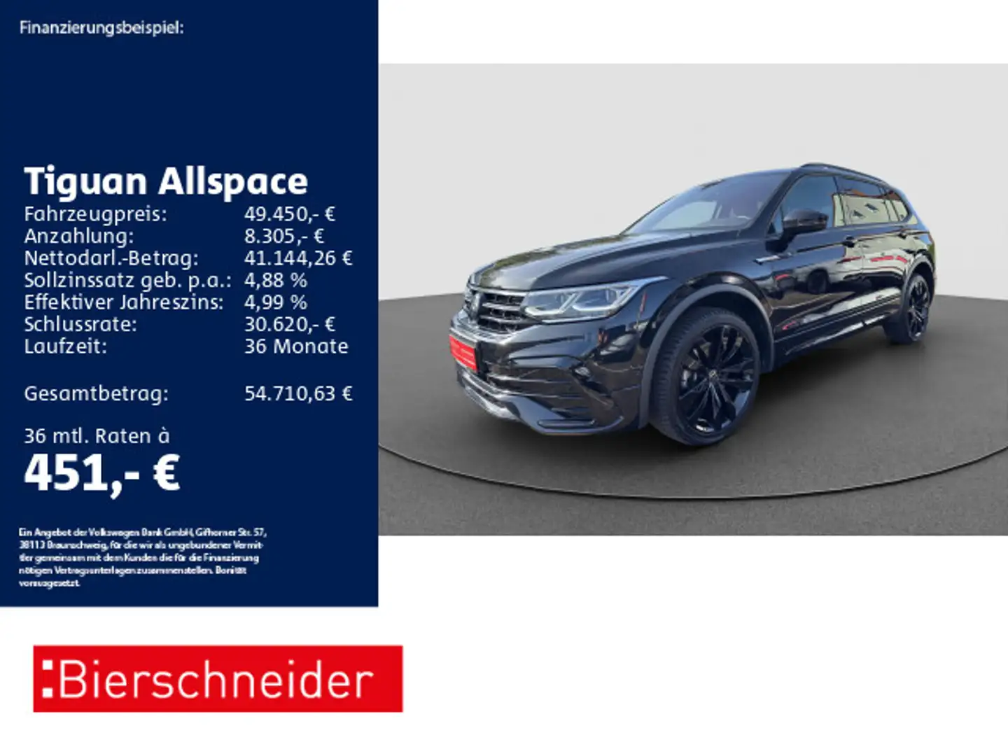 Volkswagen Tiguan Allspace 2.0 TDI DSG 4Mo R-Line Black 7SI Schwarz - 1