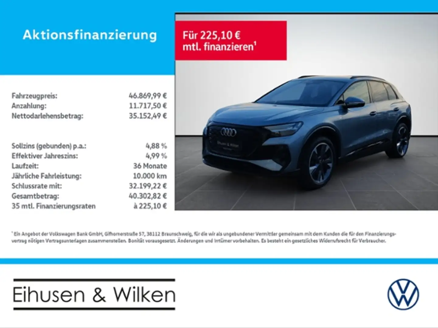 Audi Q4 e-tron 50+S-LINE+MATRIX+OPTIK SCHWARZ+ Blauw - 1