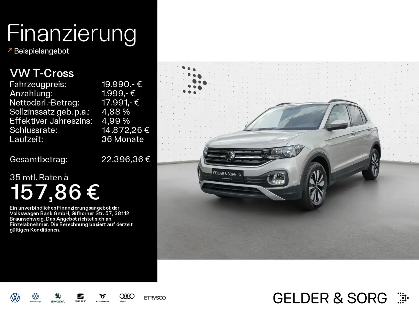 Volkswagen T-Cross Life 1.0 TSI RFK*Navi*ACC*DAB+*Klima Argent - 1
