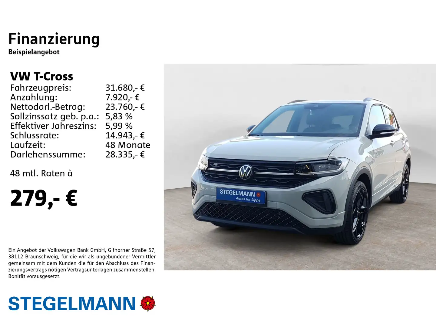 Volkswagen T-Cross 1.0 l TSI OPF 7-Gang-DSG R-Line Grau - 2