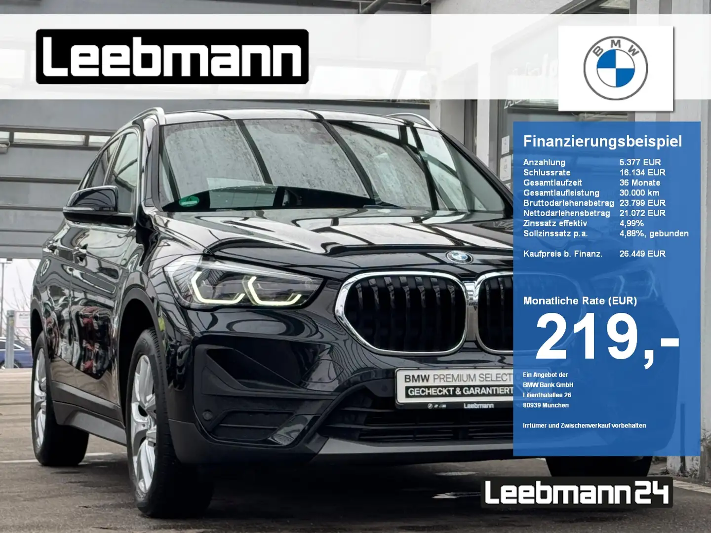 BMW X1 sDrive18i DKG Adv. AdaLED/RFK 2 JAHRE GARANTIE Schwarz - 1