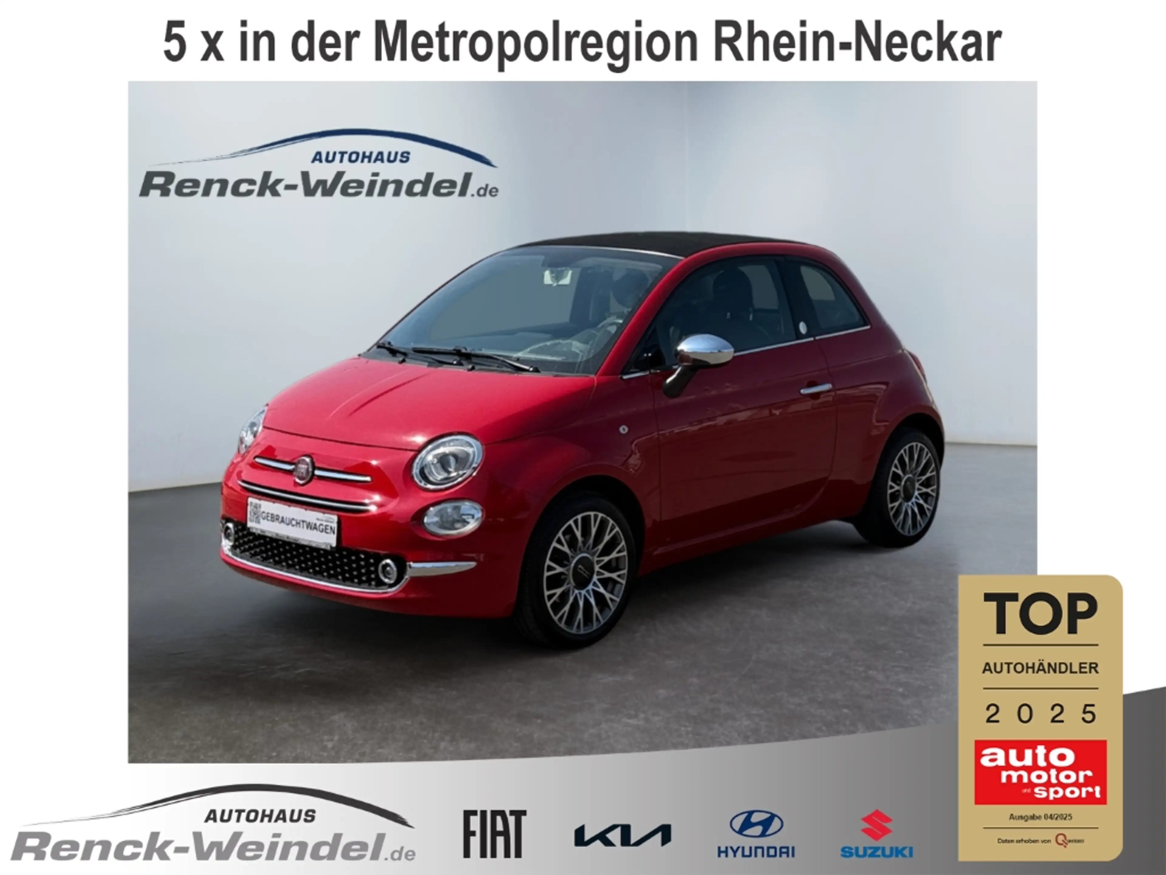 Fiat 500C 1.2 Lounge El. Verdeck Navi Soundsystem Apple CarP
