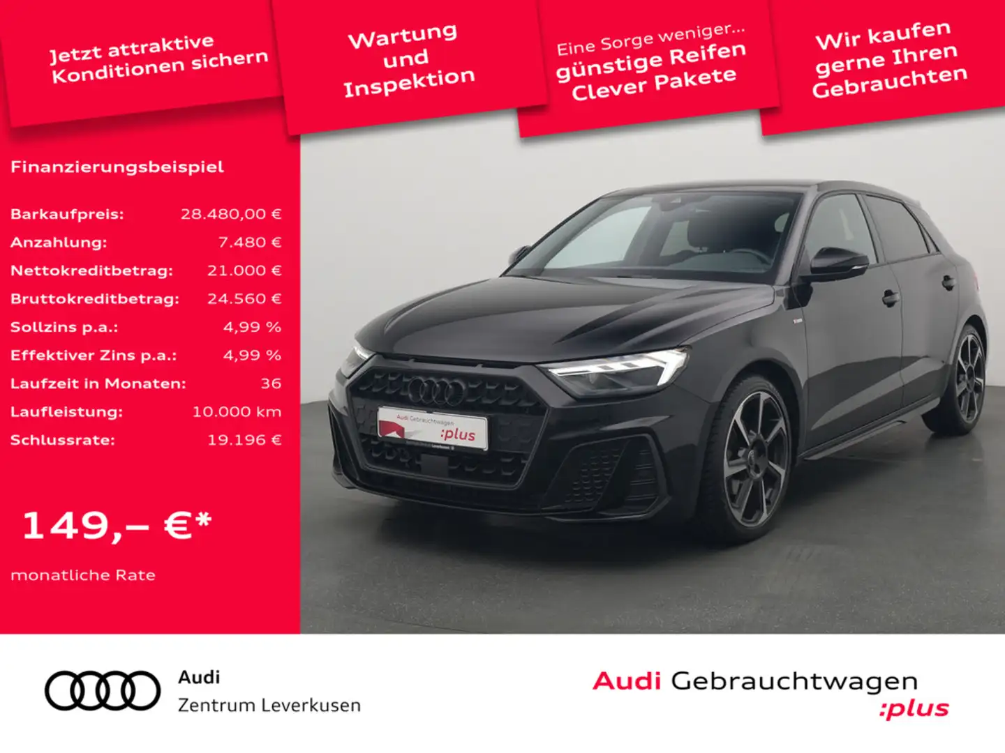 Audi A1 Sportback 35 S line VIRT AHK LED SHZ KAM N Schwarz - 1