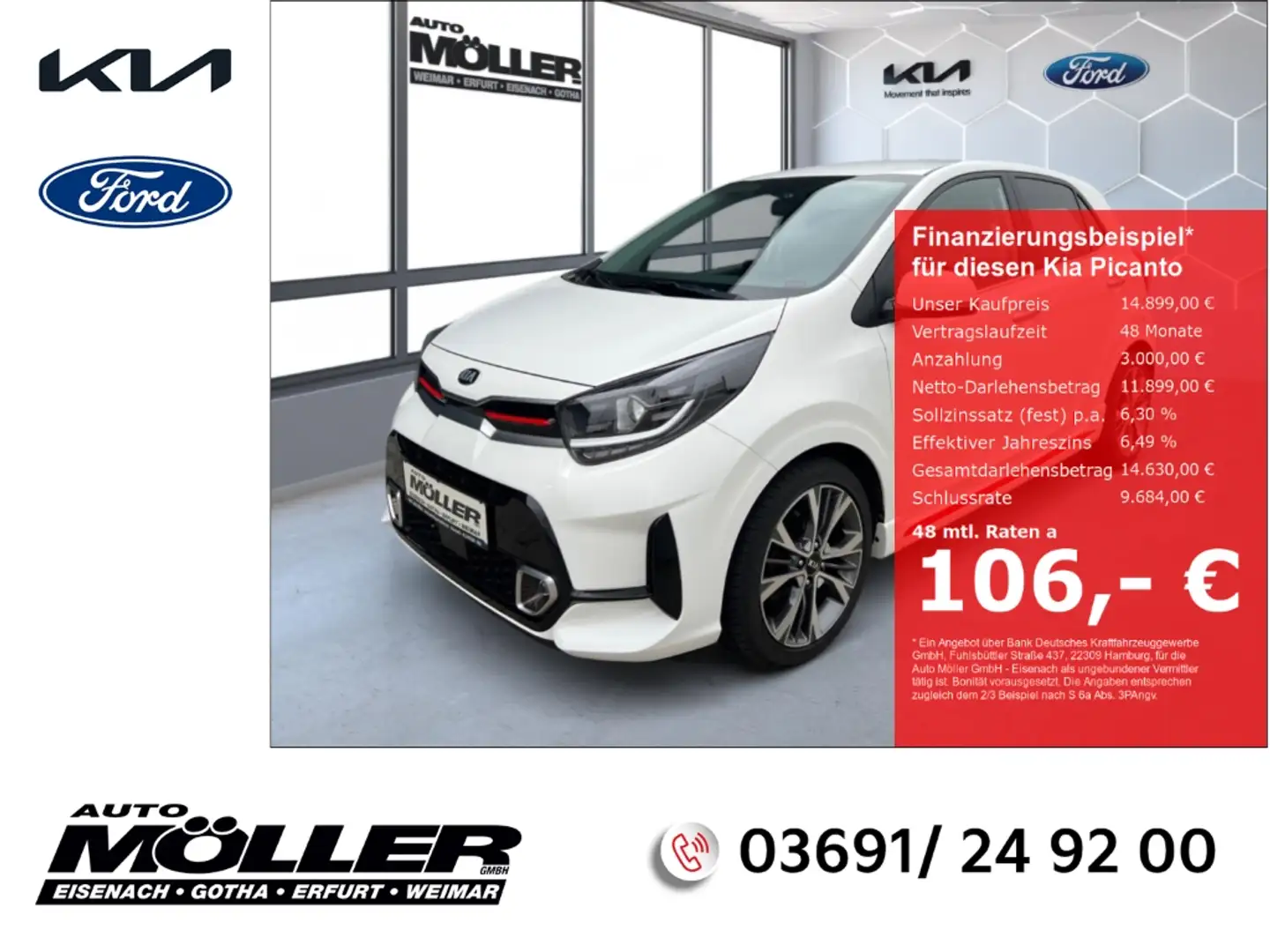 Kia Picanto 1.2 GT-Line Sitzheizung Navi PDC hinten Klimaautom Weiß - 1