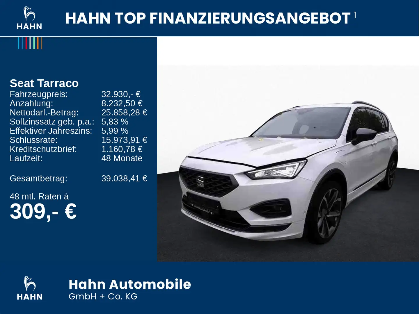 SEAT Tarraco 1.4e-HYBRID DSG FR LED AHK Pano ACC APP Weiß - 2