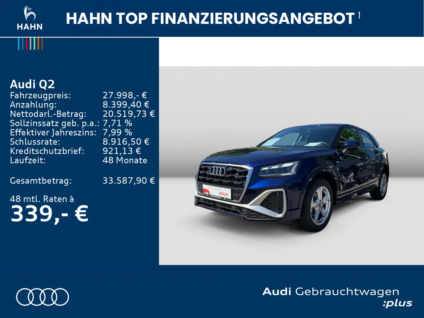 Audi Q2 S line 35 TFSI AHK Matrix Standh Navi Sonos Bleu - 2