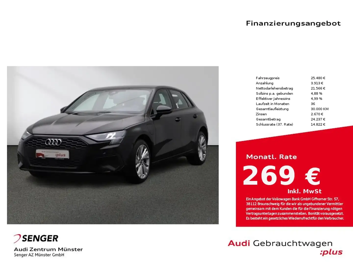 Audi A3 40 TFSI e S tronic MMI Navi LED Schwarz - 1