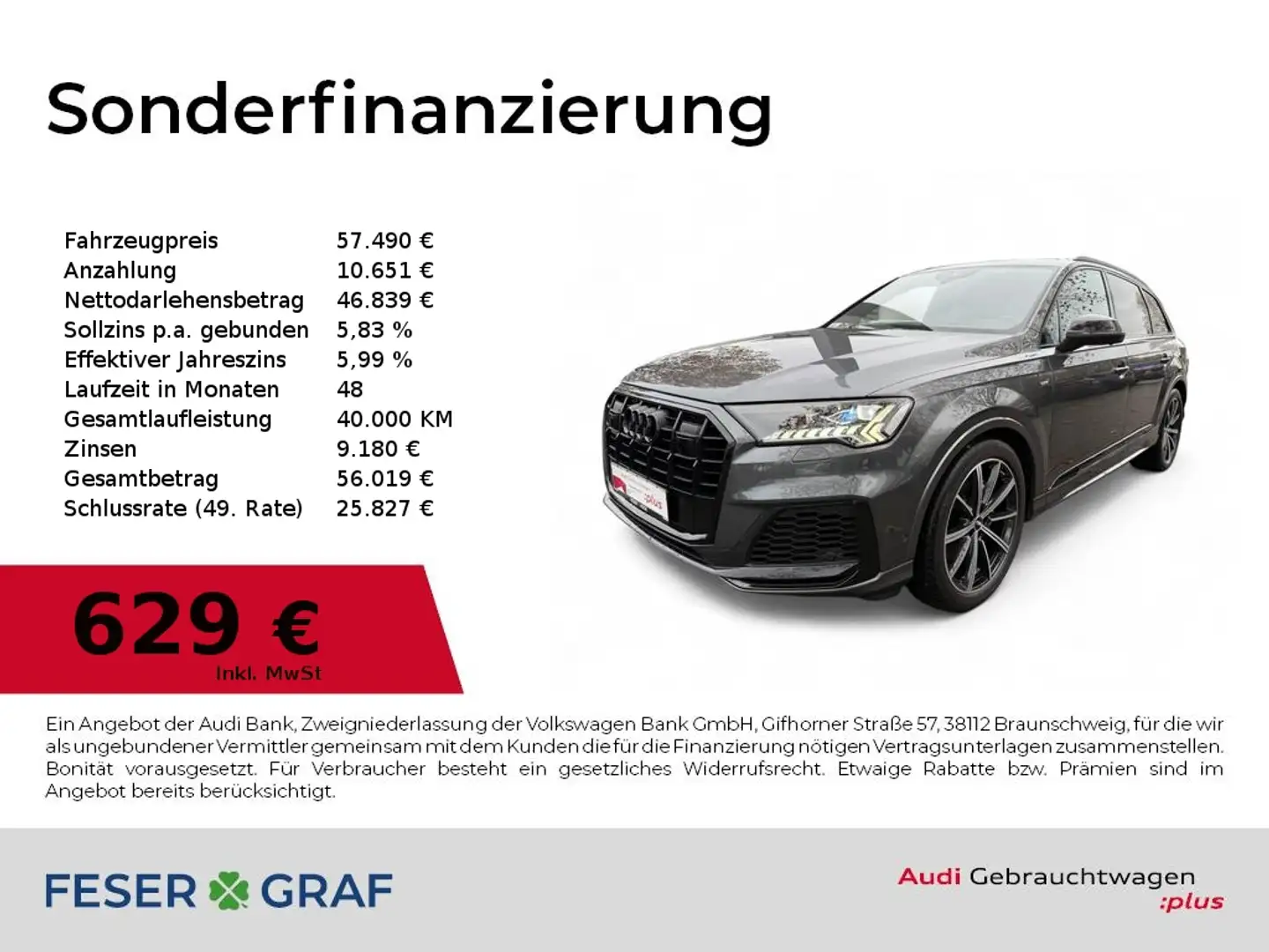 Audi Q7 S line 50 TDI quattro HD-Matrix/Allradl./360°Cam/B Grau - 1