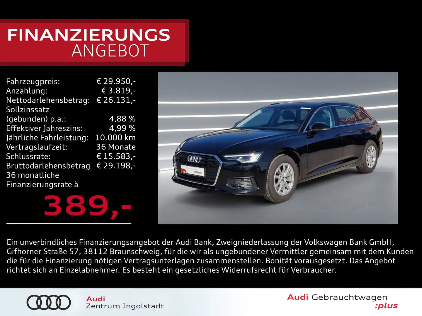 Audi A6 Avant 45 TFSI MATRIX ACC NAVI Kamera virtual+ Zwart - 1