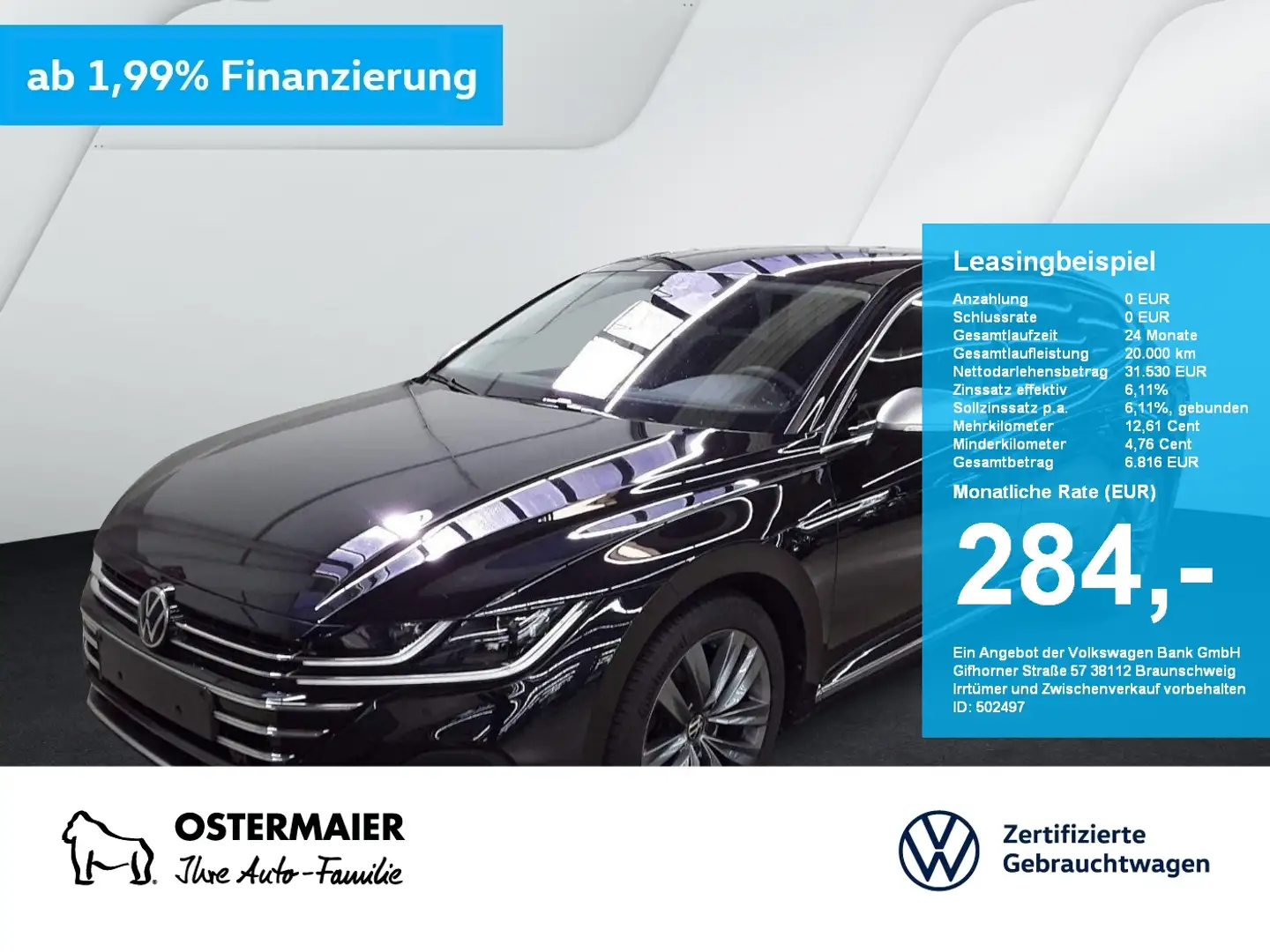 Volkswagen Arteon Shootingbrake ELEGANCE 2.0TDI 150PS DSG LED.AHK.KA Schwarz - 1
