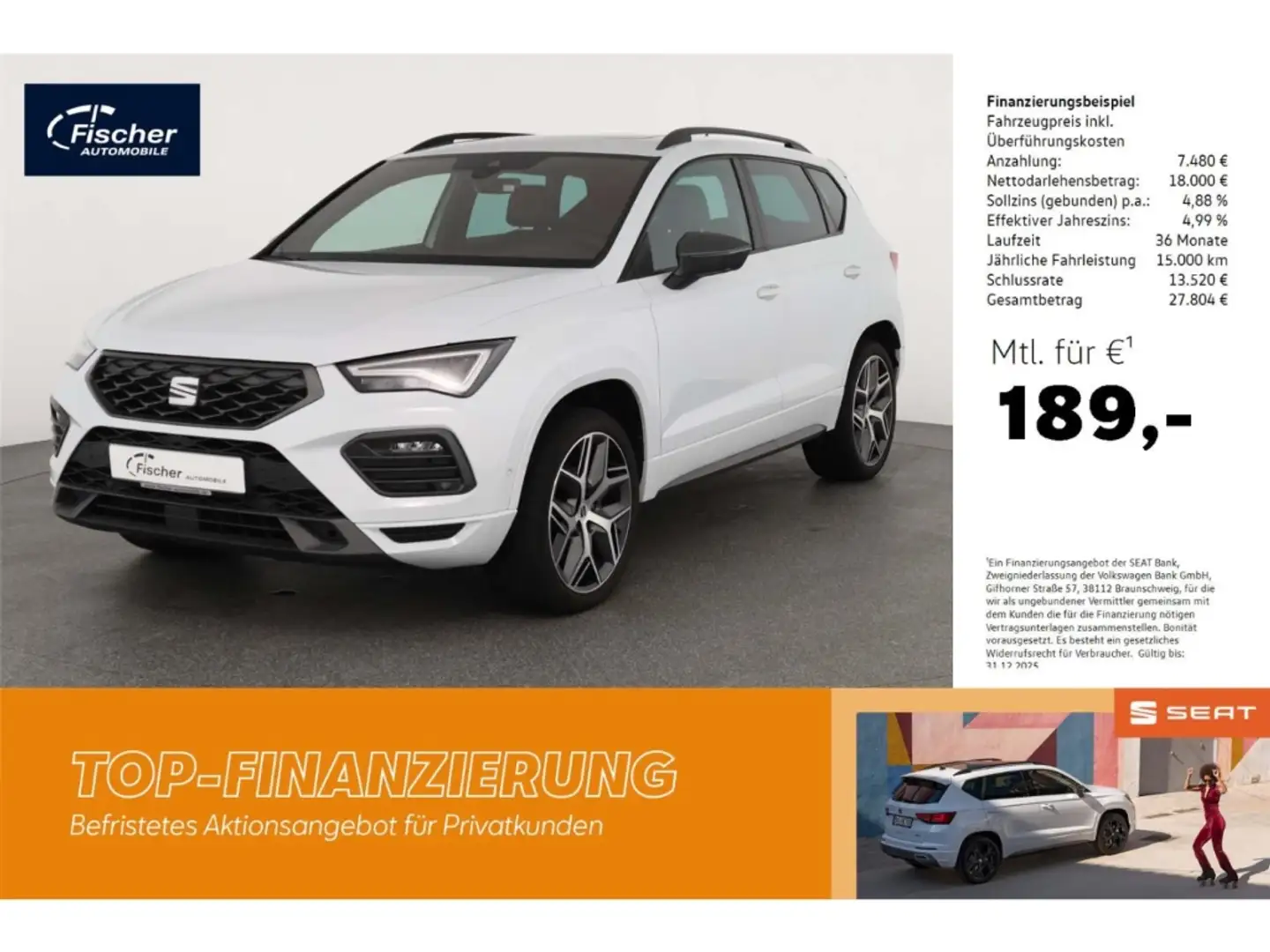 SEAT Ateca 2.0 TSI 4Drive FR Weiß - 1