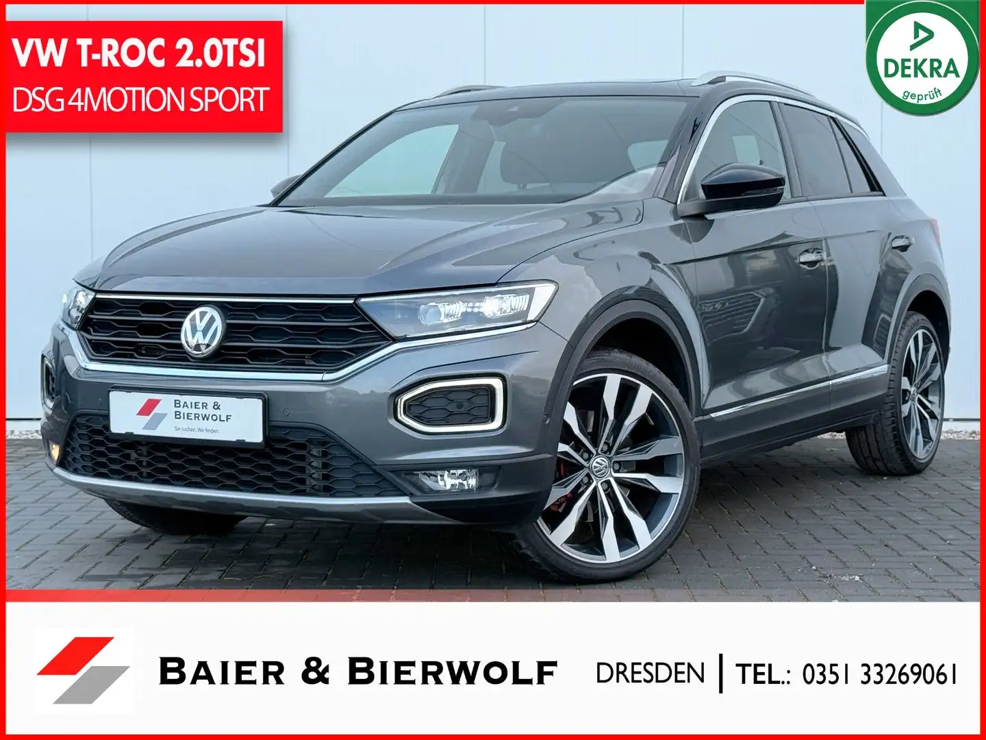 Volkswagen T-Roc Sport 2.0TSI 4Motion PANO AHK LED VC Gris - 1
