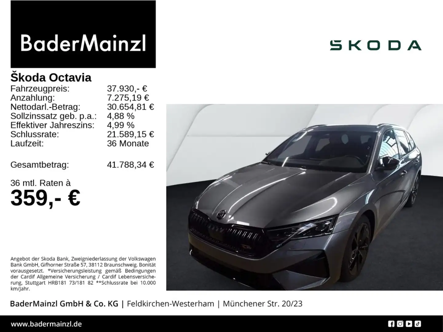 Skoda Octavia Combi RS 2.0 TSI DSG Navi Matrix Kam HUD Grau - 1