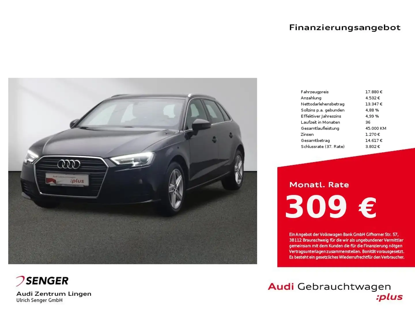 Audi A3 30TDI MMI Xenon Audi connect Sitzh. Noir - 1