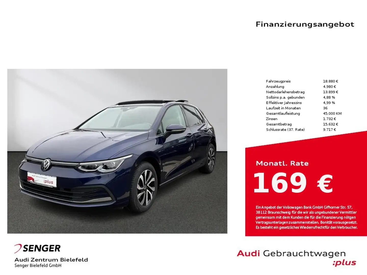 Volkswagen Golf VIII Life 1.0 TSI CarPlay Digi-Cockpit LED Bleu - 1