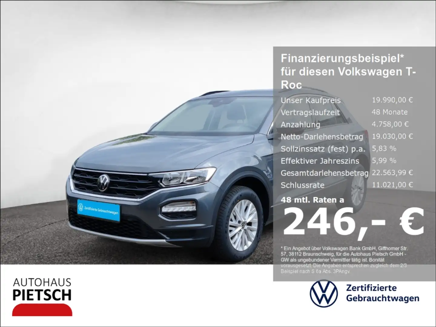 Volkswagen T-Roc 1.0 TSI Style NAVI ACC PDC KLIMA DAB Grau - 1