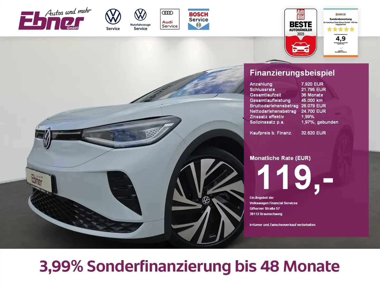 Volkswagen ID.4 GTX ALLRAD WPUMPE+360GRAD+KEYLESS+ACC+MATRIX+NAV+A Schwarz - 1