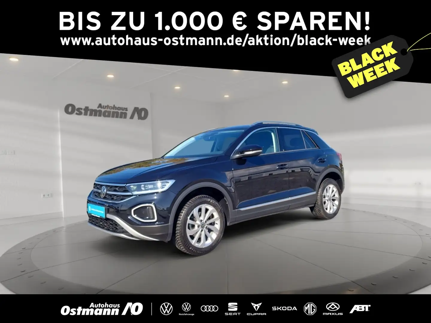 Volkswagen T-Roc 1.5 TSI Style 2xKlima ACC AHK AUT DynLicht Schwarz - 1