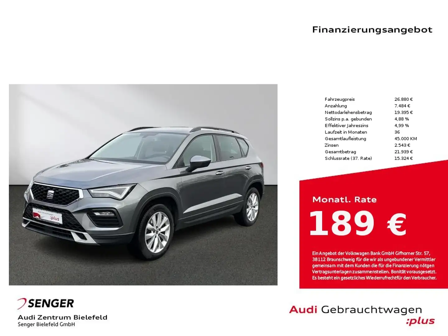 SEAT Ateca 2.0 TDI DSG CarPlay LED Convenience Paket Gris - 1