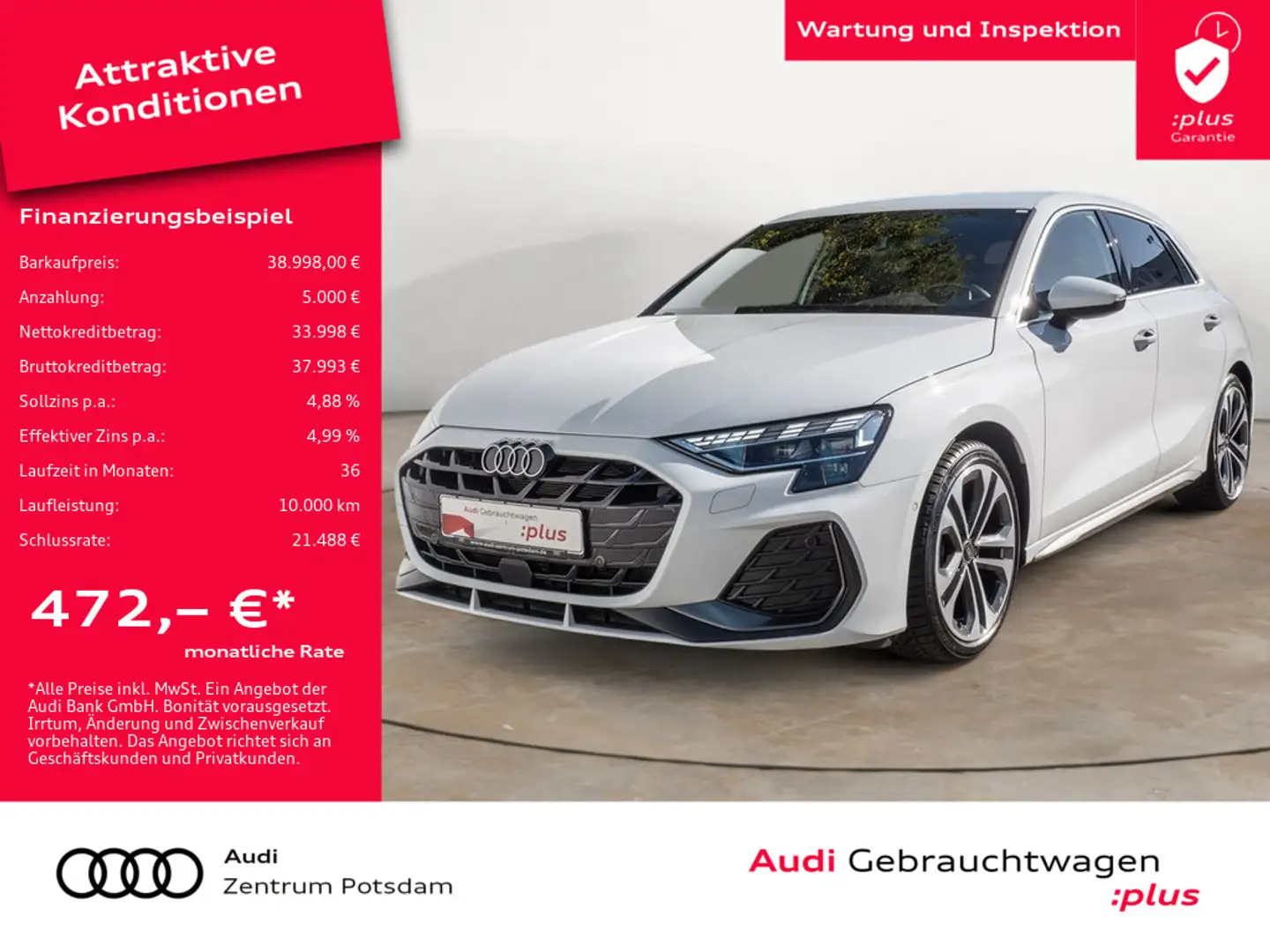 Audi A3 Sportback 35TFSI S line MATRIX NAVI VIRTUA Bianco - 1