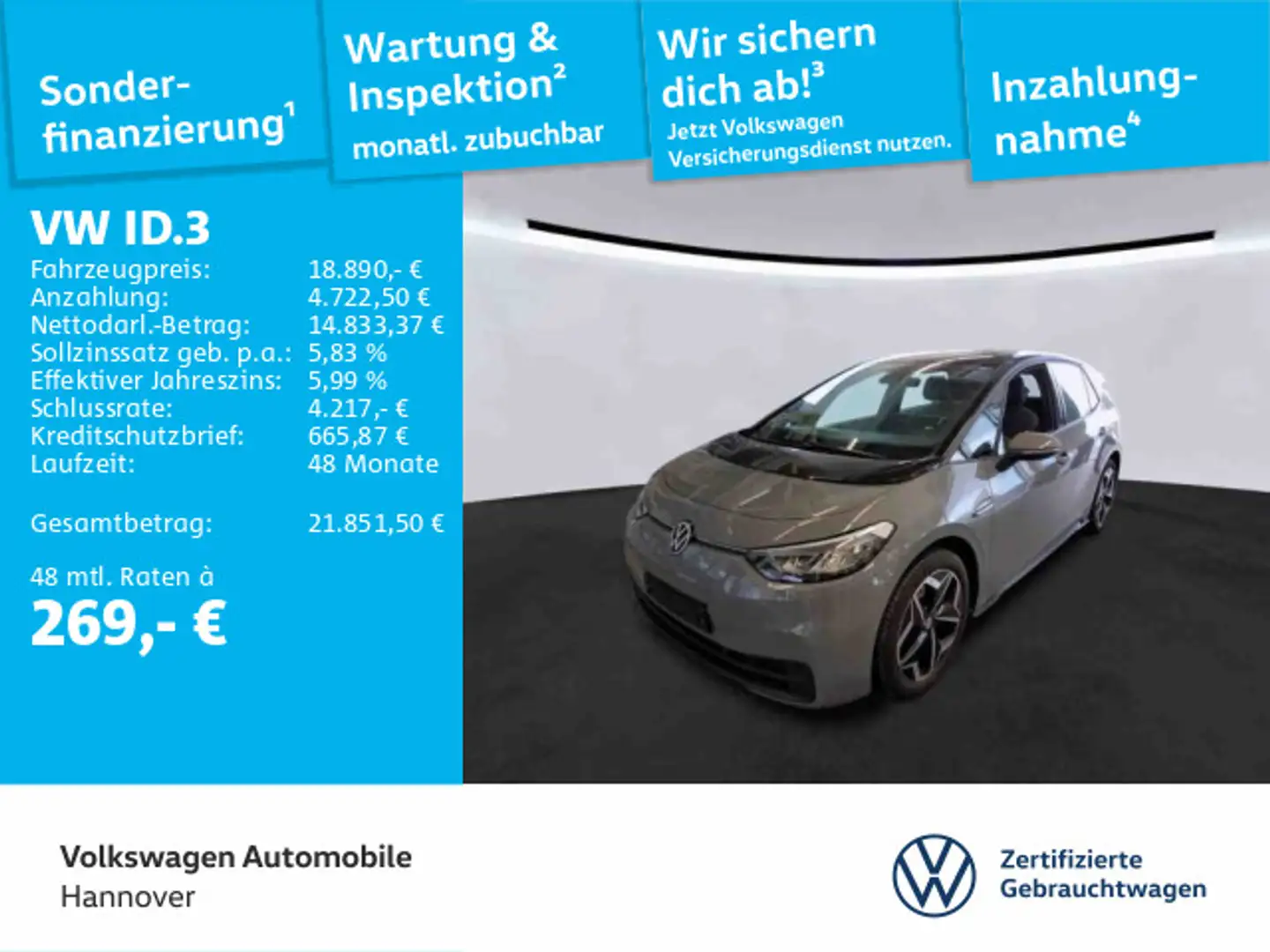 Volkswagen ID.3 Pure Performance City Navi ACC LED SHZ PDC Grau - 1