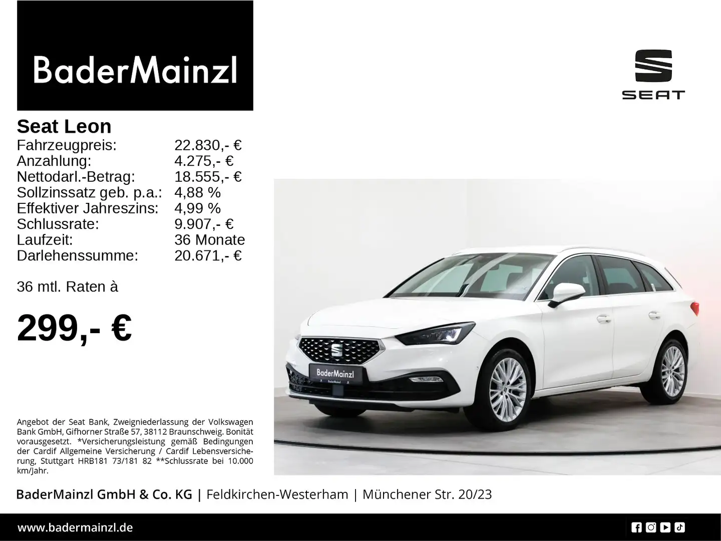 SEAT Leon ST 1.5 TSI DSG XCELLENCE ACC SHZ CarPlay Weiß - 1