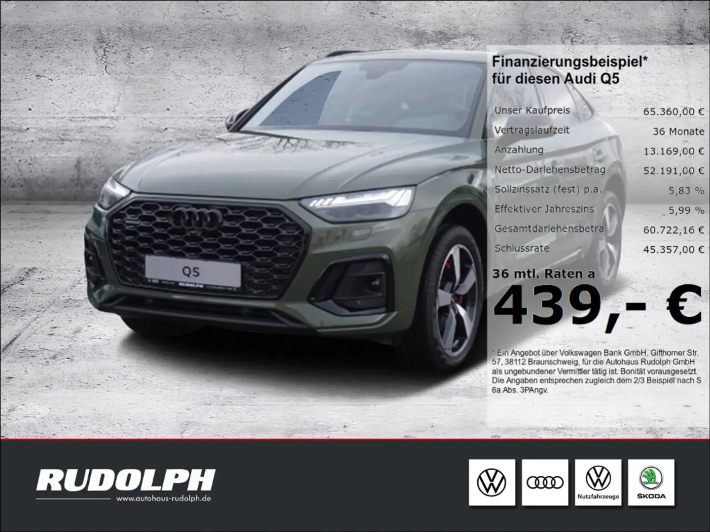 Audi Q5 Sportback S line 40 TDI qu. S tronic STHZG MATRIX Grün - 1