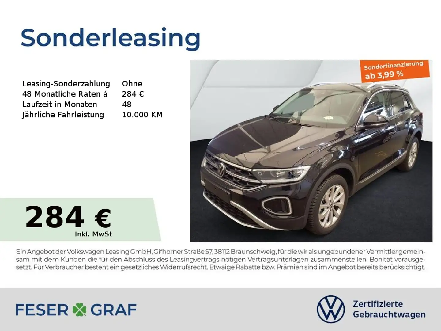Volkswagen T-Roc Style 1.5 TSI DSG NAvi AHK LED SiHz Schwarz - 1