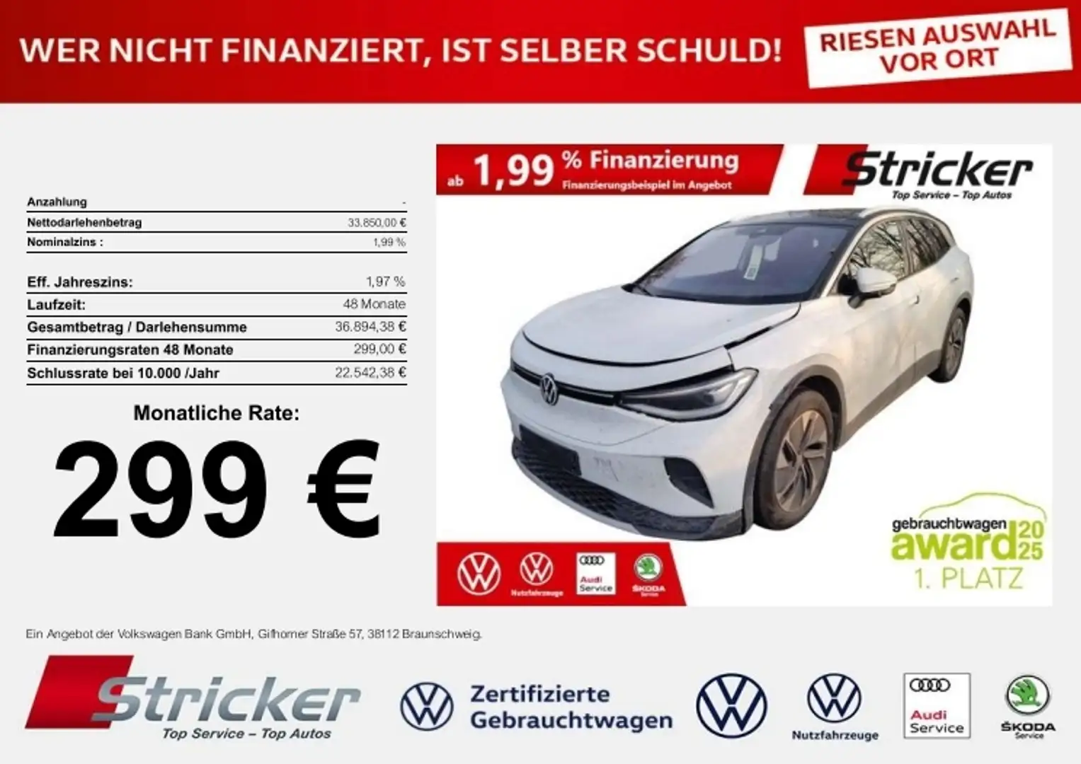 Volkswagen ID.4 Pure 125/52 299,-ohne Anzahlung IQ.Light AHK Wärm Weiß - 1