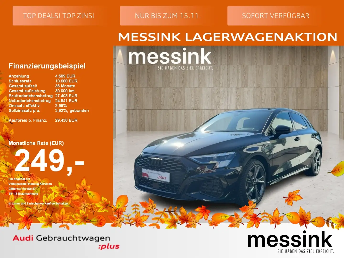 Audi A3 Sportback 40 TFSI e S-Line *Matrix*Navi*Virtual* Noir - 1