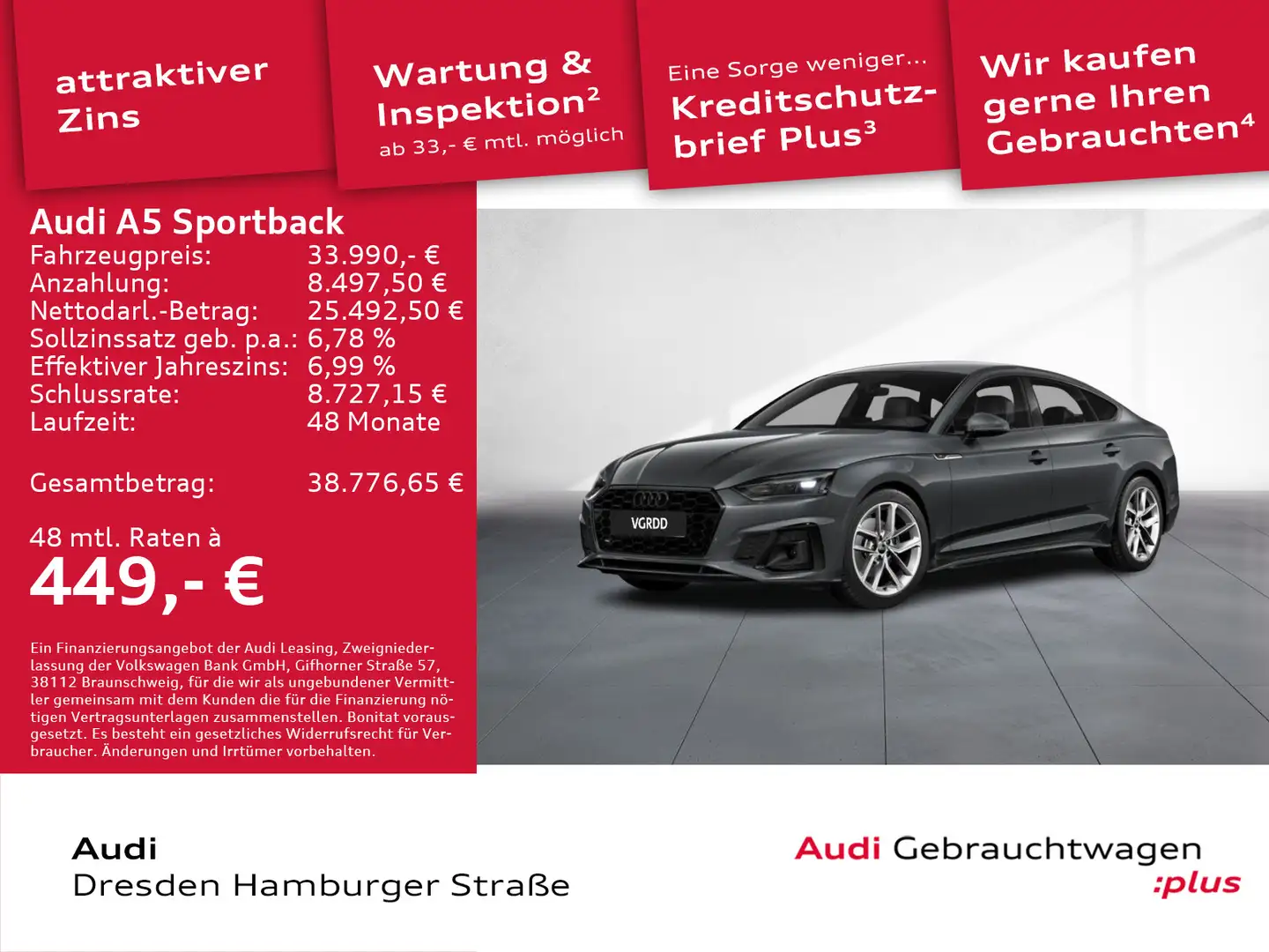 Audi A5 S line 35 TFSI S tronic AHZV LED SW Grau - 1