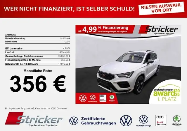 CUPRA Ateca VZ 2.0TSI 356,-ohne Anzahlung Navi ACC Sitzheizun