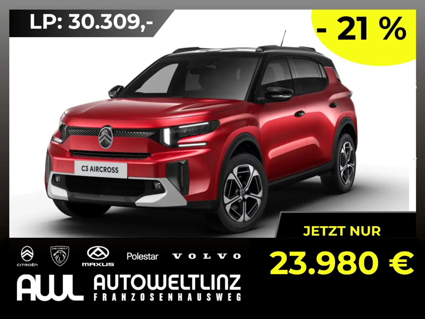 Citroen C3 Aircross 145PS MAX +TAGESZULASSUNG+ Rot - 1