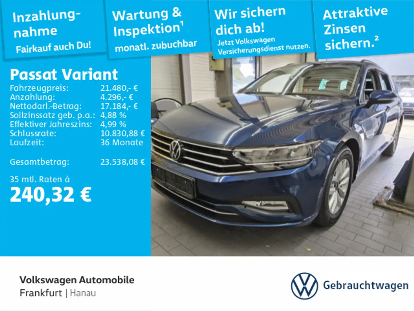 Volkswagen Passat Variant 2.0 TDI DSG Navi LED DAB+ Blau - 1