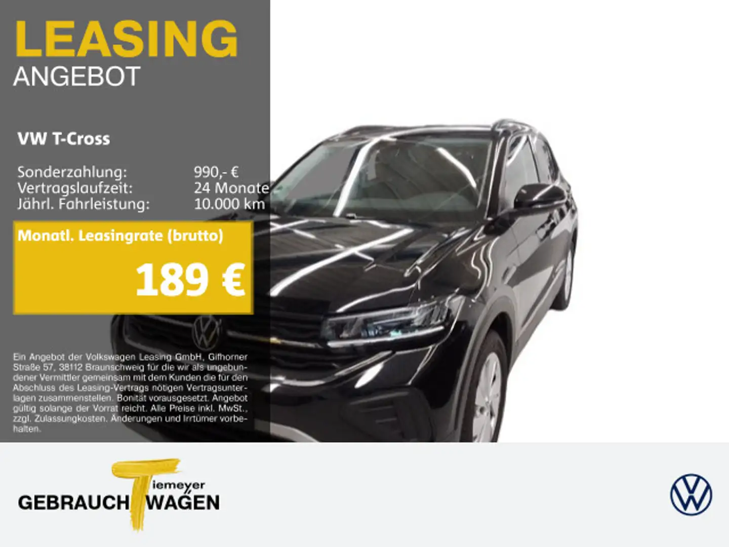 Volkswagen T-Cross 1.0 TSI LIFE LED AHK LM17 ASSIST PRIVACY Schwarz - 1