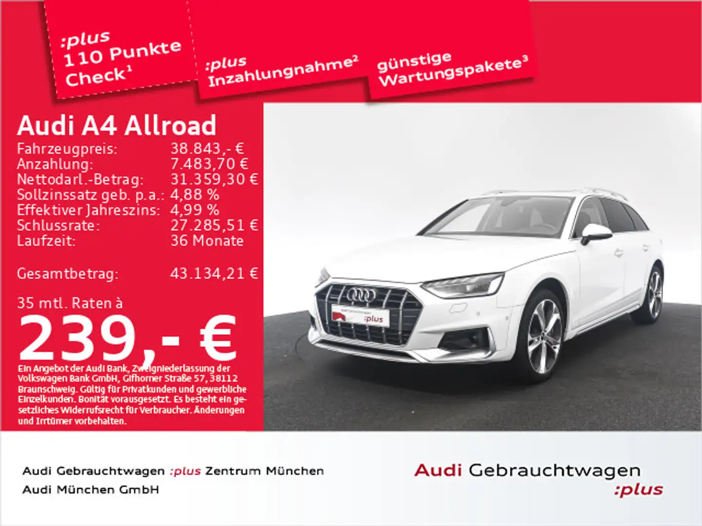 Audi A4 allroad A4 allroad 45 TFSI qu. S tronic AHK/Pano/Matrix/ Weiß - 1