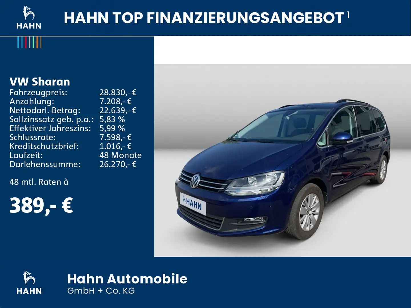 Volkswagen Sharan 2.0TDI Comfortline 7-Sitzer ACC Navi Sitz Blau - 2