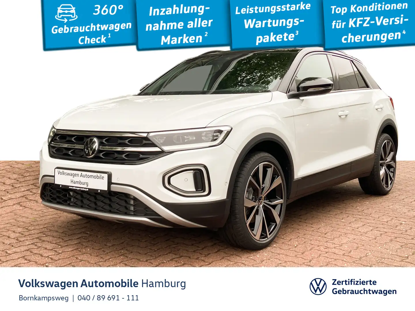 Volkswagen T-Roc 2.0 TDI Style DSG LED Kamera Navi AHK Weiß - 1