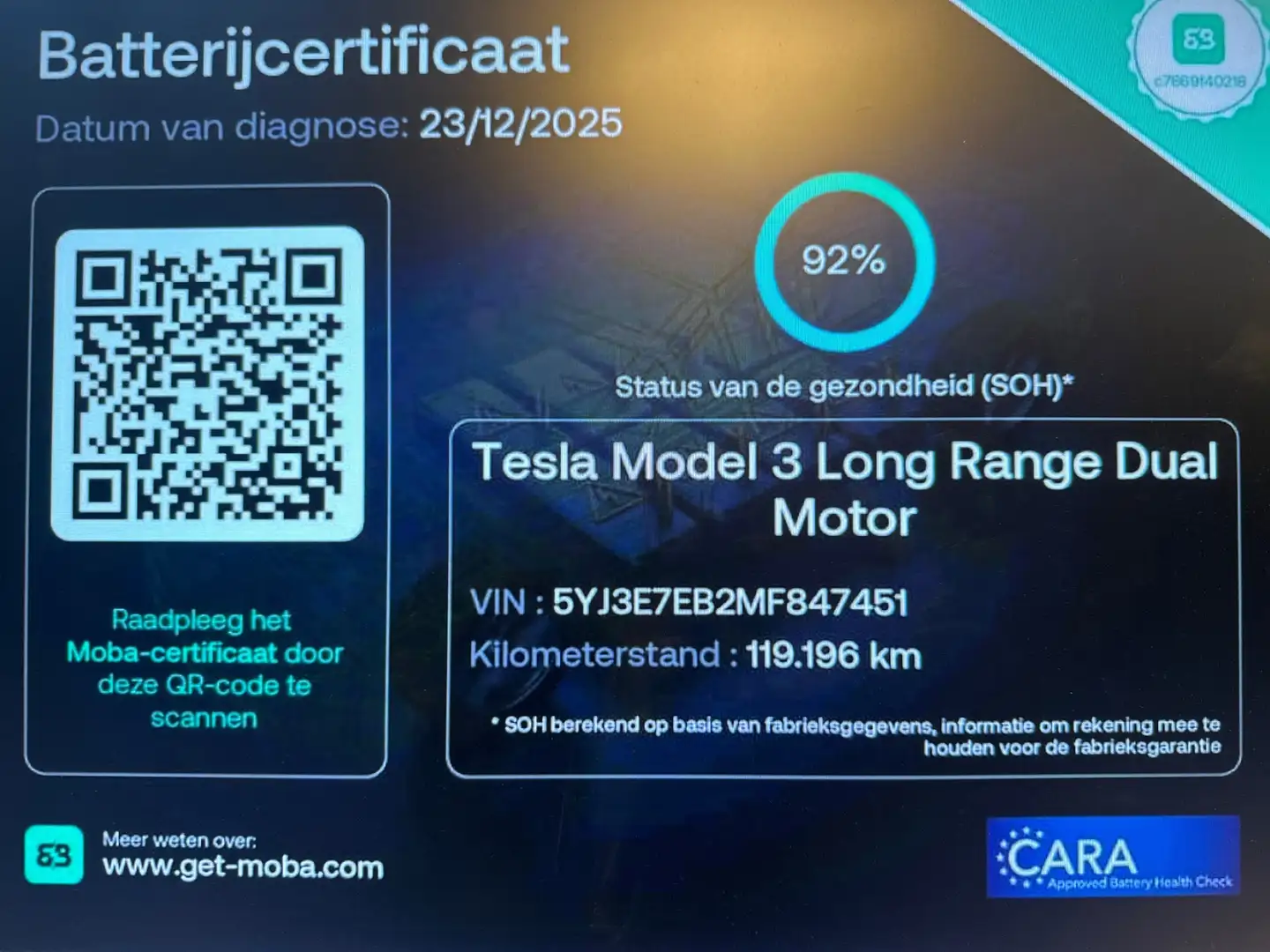 Tesla Model 3 Long Range AWD 75 kWh *FACELIFT*SOH92% ORG NL 1E E Noir - 2