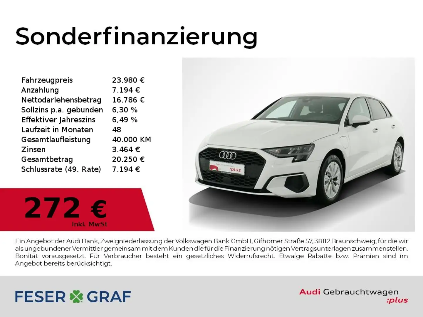 Audi A3 40 TFSI e S tronic Navi,AHK,Kamera Weiß - 1