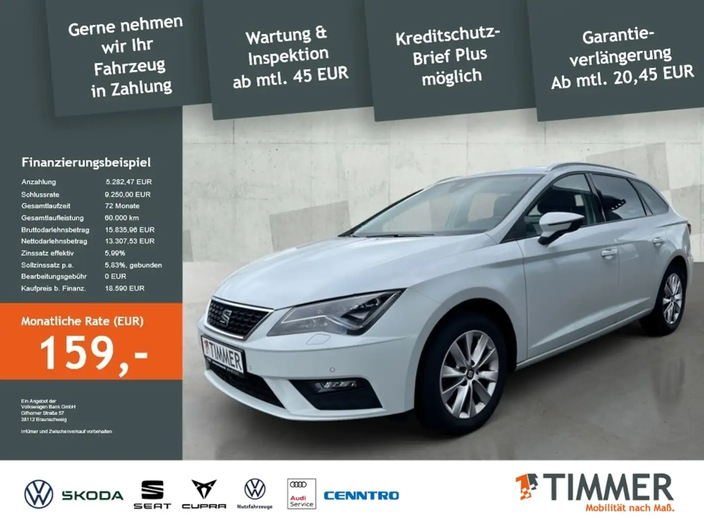 SEAT Leon ST 1.6 TDI STYLE *LED *RKAM *ACC *NAVI *SHZ * Weiß - 1