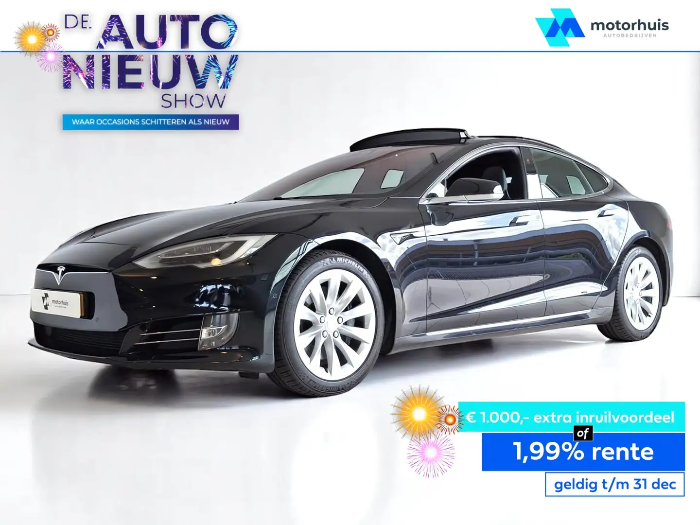 Tesla Model S 75 kWh 75D 334pk AWD S SOH 90% PANO LEDER LMV Negro - 1