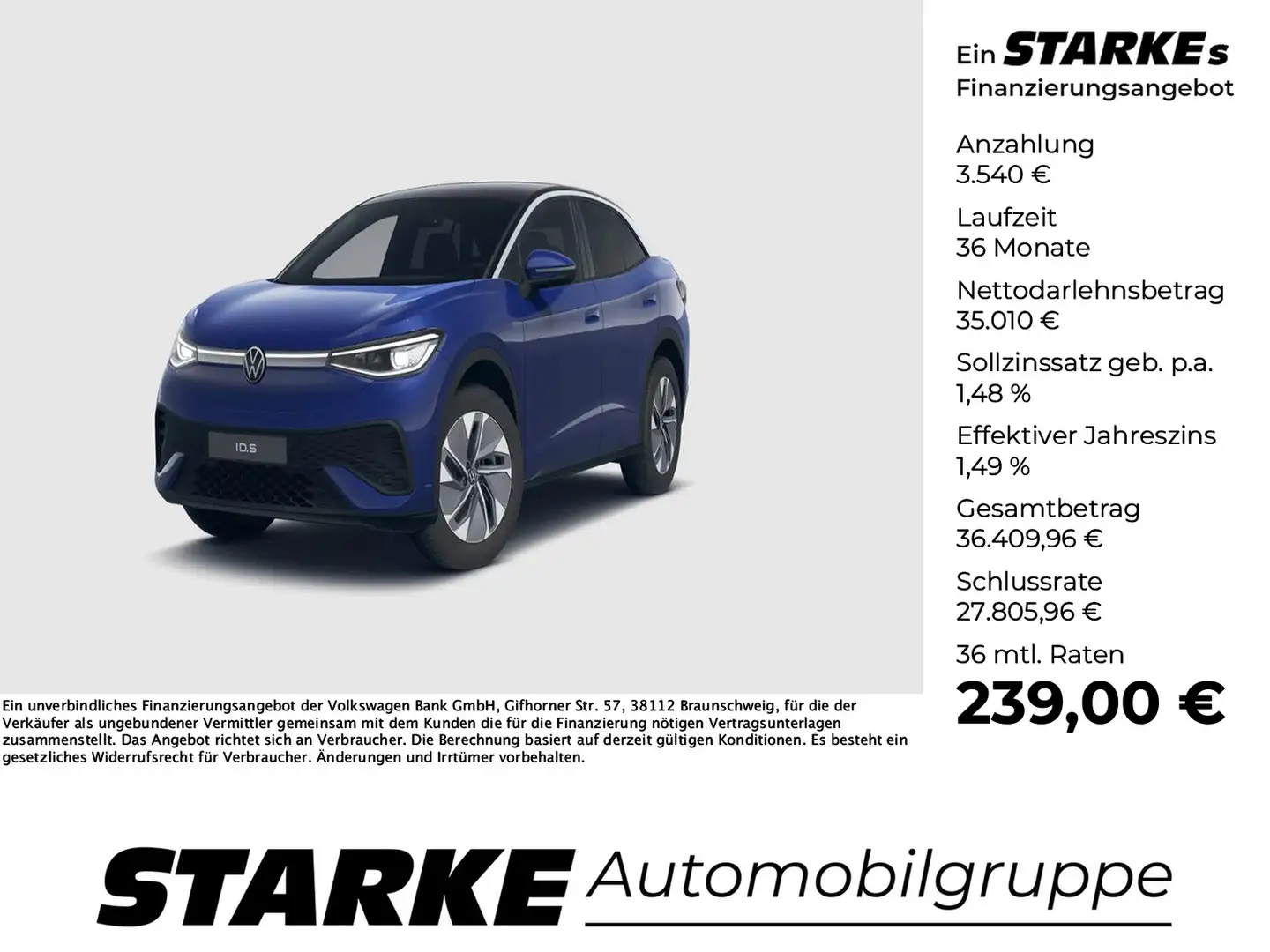 Volkswagen ID.5 Pro mit Infotainment-Paket AHK WÄPU ACC Matrix Blau - 1