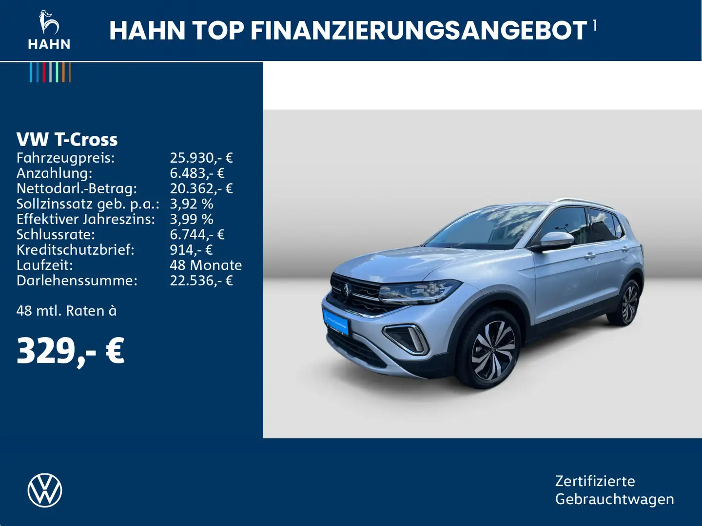 Volkswagen T-Cross 1.0TSI Style DSG MATRIX NAVI SITZH ACC Silber - 2