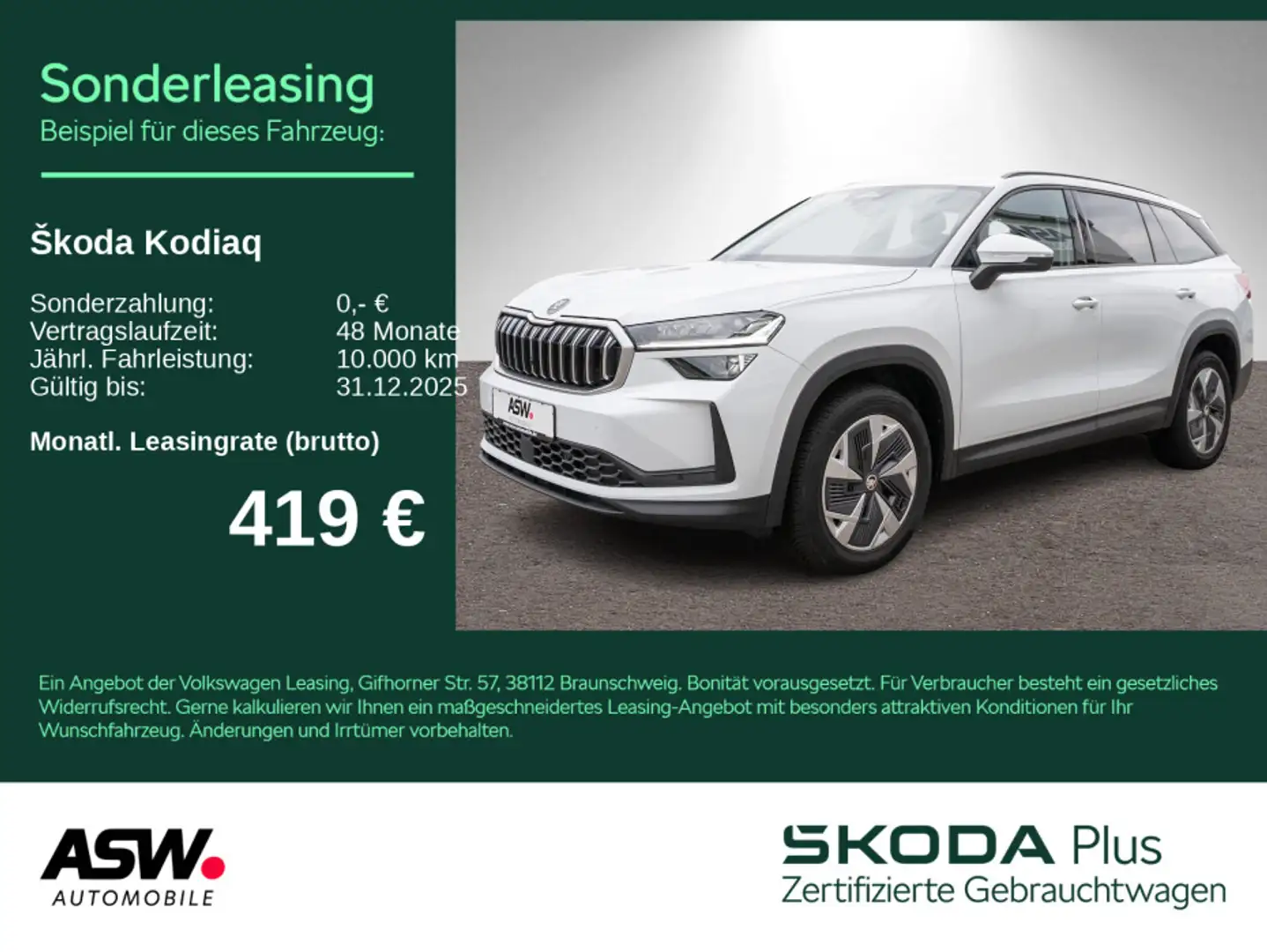 Skoda Kodiaq Selection 4x4 2.0TDI DSG LED Navi RFK AHK Weiß - 1