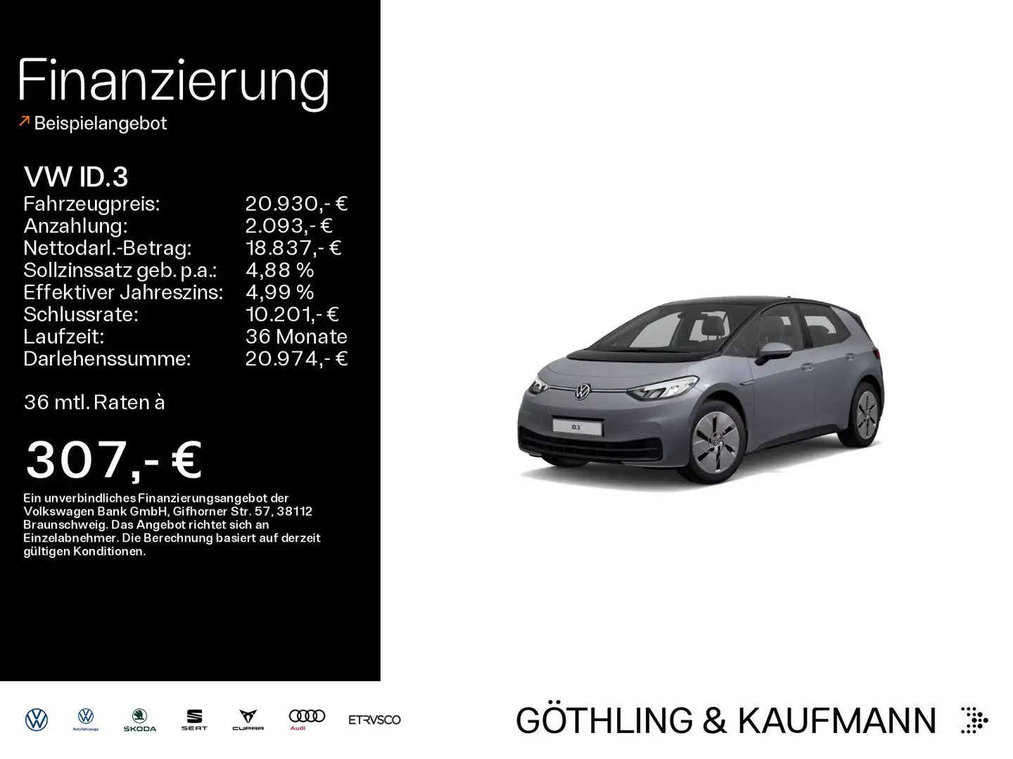 Volkswagen ID.3 Pure Performance 110kW*NAVI*KAM*SHZ*18Zoll* Grau - 1