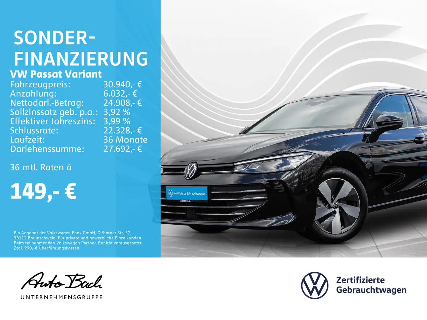 Volkswagen Passat Variant 1.5 eTSI DSG Business, LED, Navi, Zwart - 1