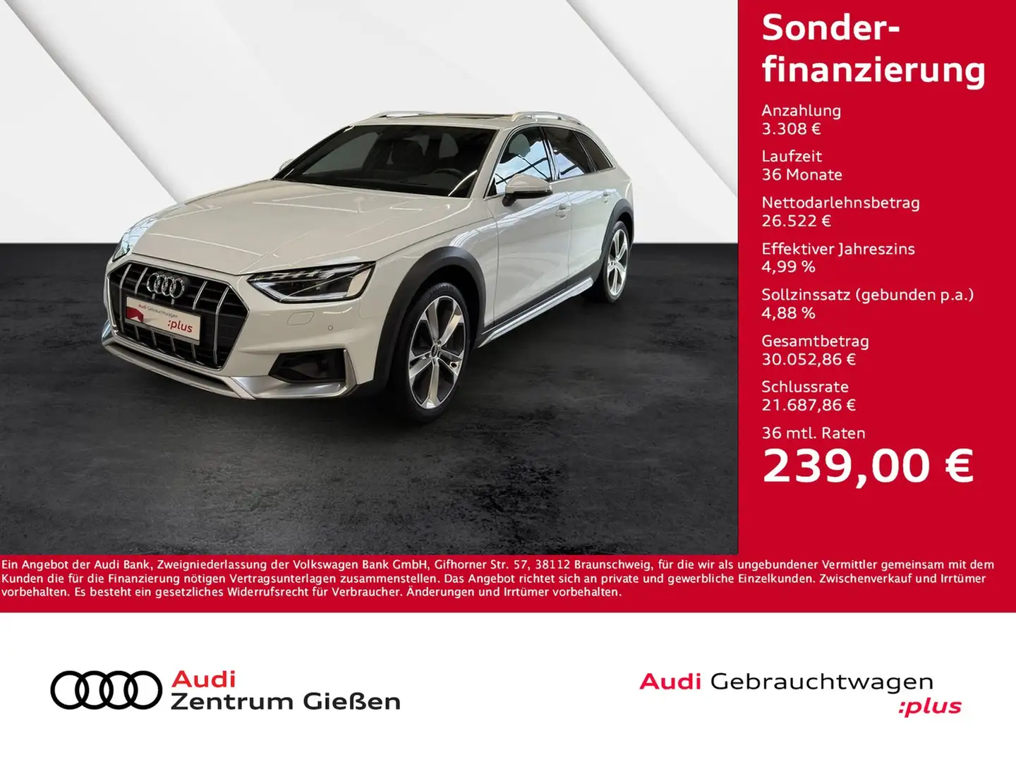 Audi A4 allroad quattro 40 TDI HuD MATRIX PANO AHK Assistenzpakete Weiß - 1
