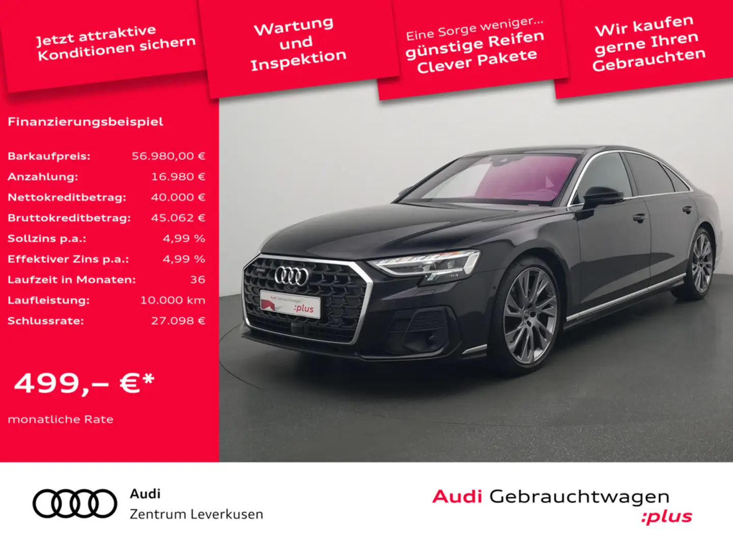 Audi A8 S line SITZBELÜ. ACC HUD ALLRADLEKUNG MASSAGE Schwarz - 1
