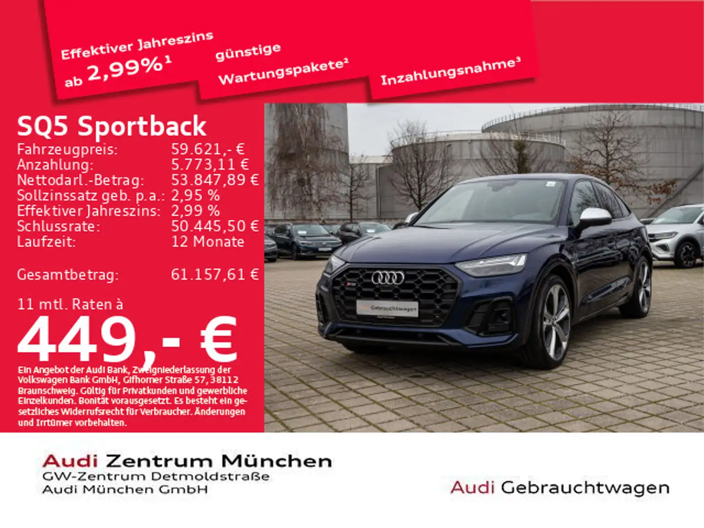 Audi SQ5 TDI Luftfed/B&O/Pano Blau - 1